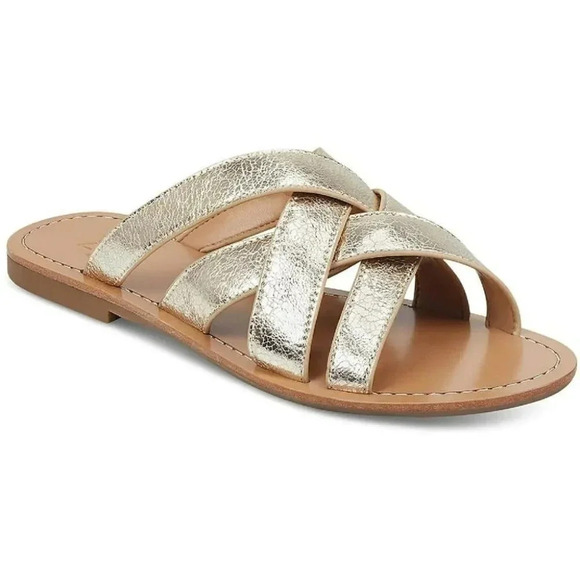 MARC FISHER LTD ROONY WOMENS LEATHER METALLIC SLIDE SANDALS Size 6 M - Picture 1 of 5